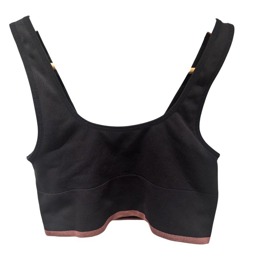Outdoor Voices Seamless Rib Longline Bra Black Mauve Size Small